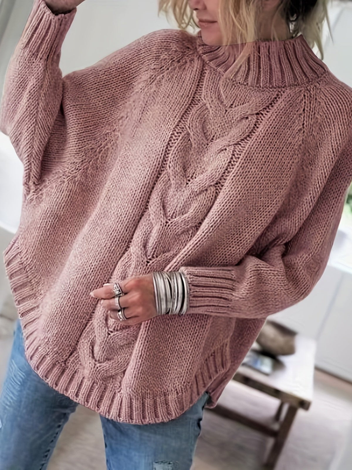 Corinne | Women's Cozy High-Neck Cable-Knit Sweater