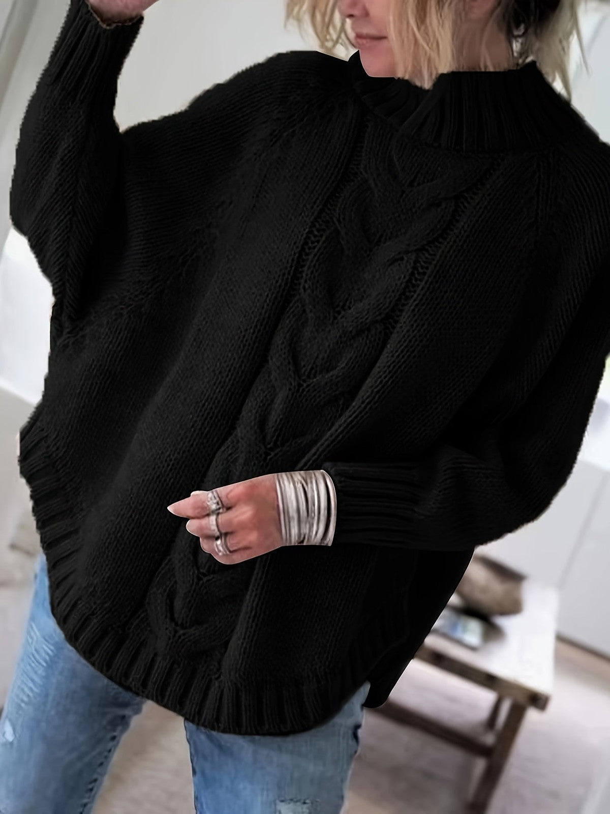 Corinne | Women's Cozy High-Neck Cable-Knit Sweater