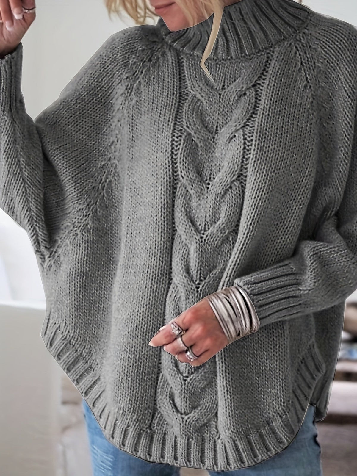 Corinne | Women's Cozy High-Neck Cable-Knit Sweater