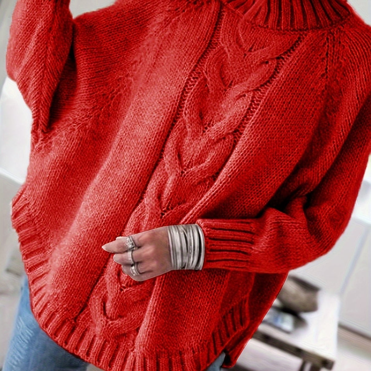 Corinne | Women's Cozy High-Neck Cable-Knit Sweater