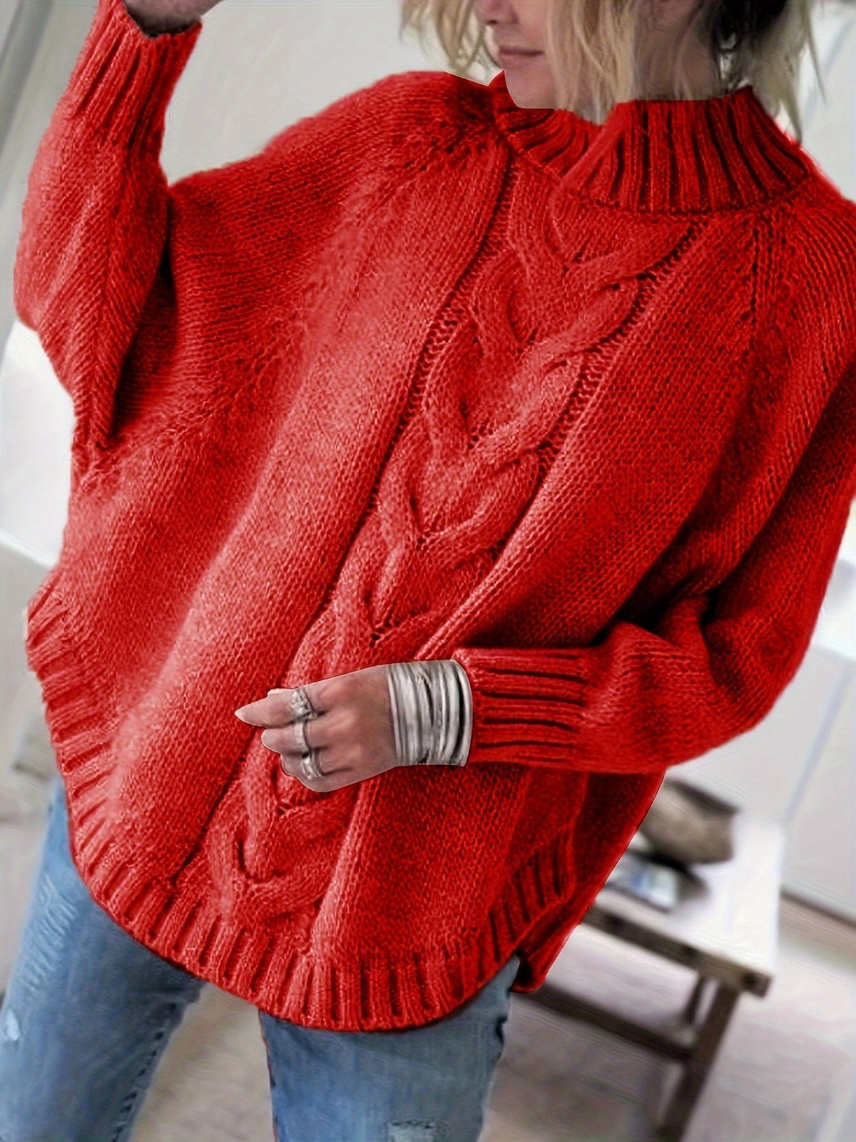Corinne | Women's Cozy High-Neck Cable-Knit Sweater