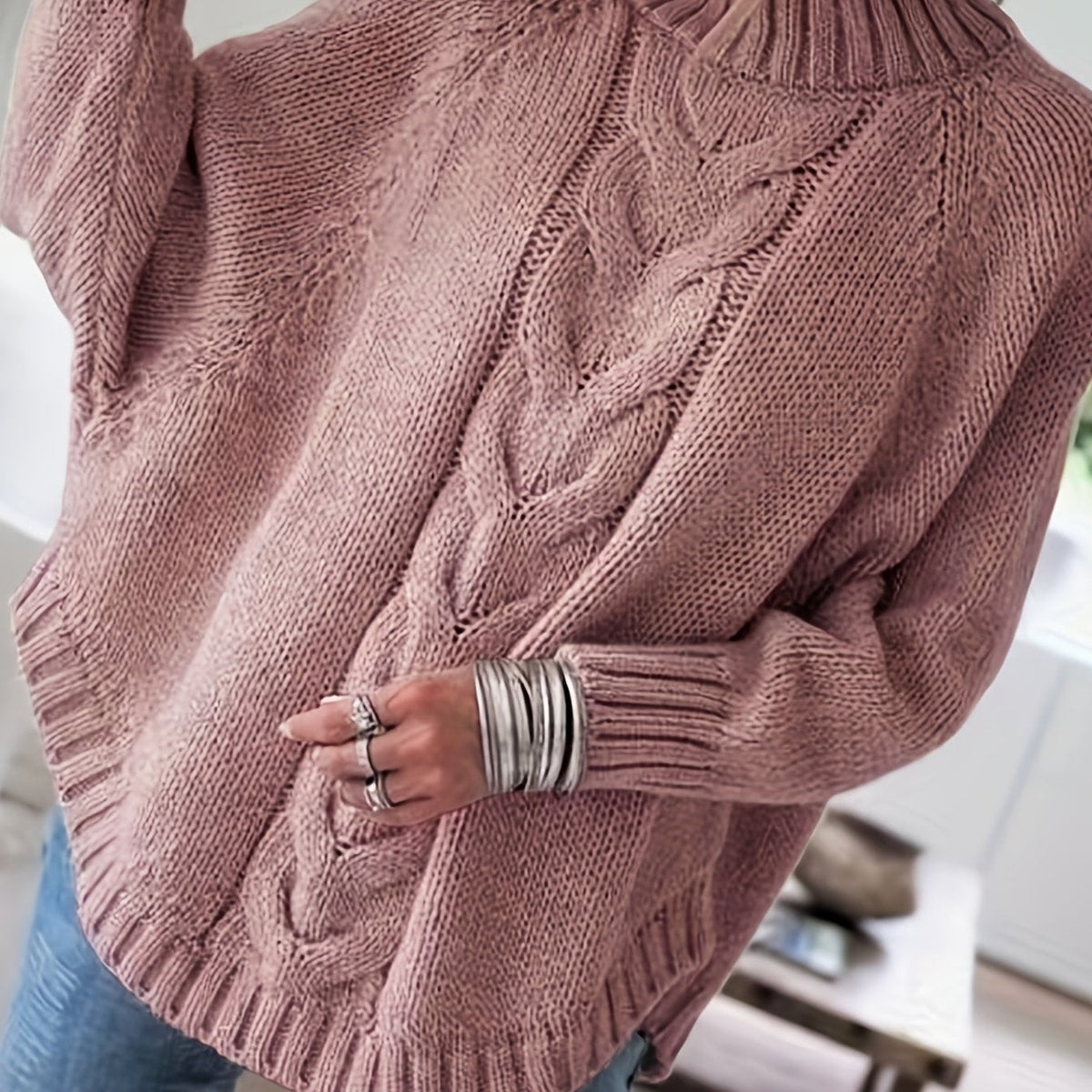 Corinne | Women's Cozy High-Neck Cable-Knit Sweater