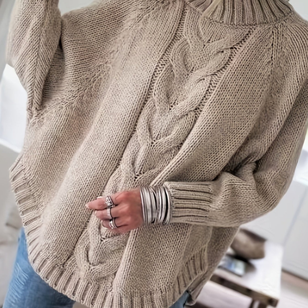 Corinne | Women's Cozy High-Neck Cable-Knit Sweater