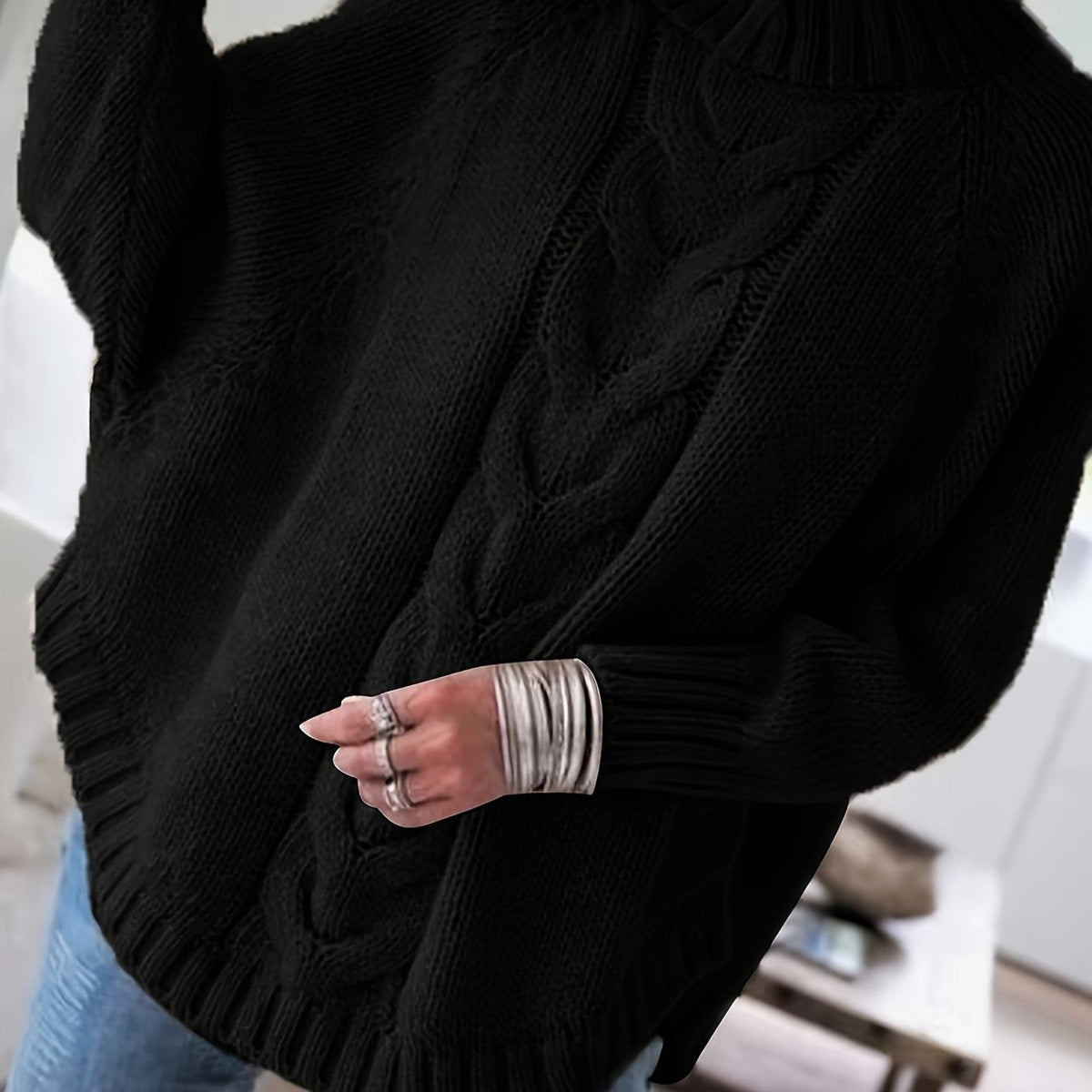 Corinne | Women's Cozy High-Neck Cable-Knit Sweater