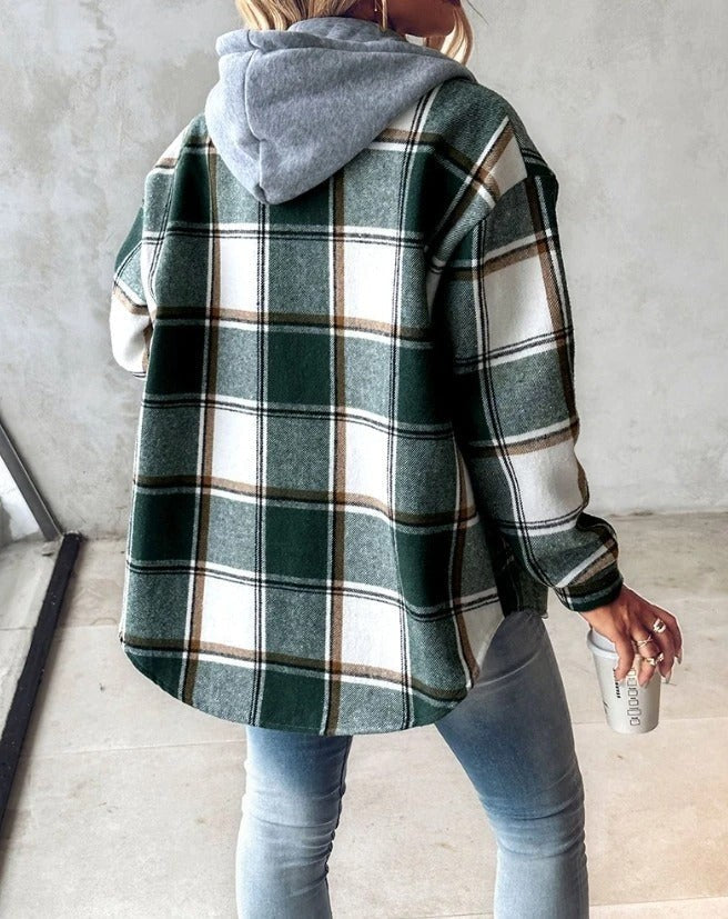 Cosima | Women's Comfort Hoodie Plaid Jacket with Adjustable Hood photo