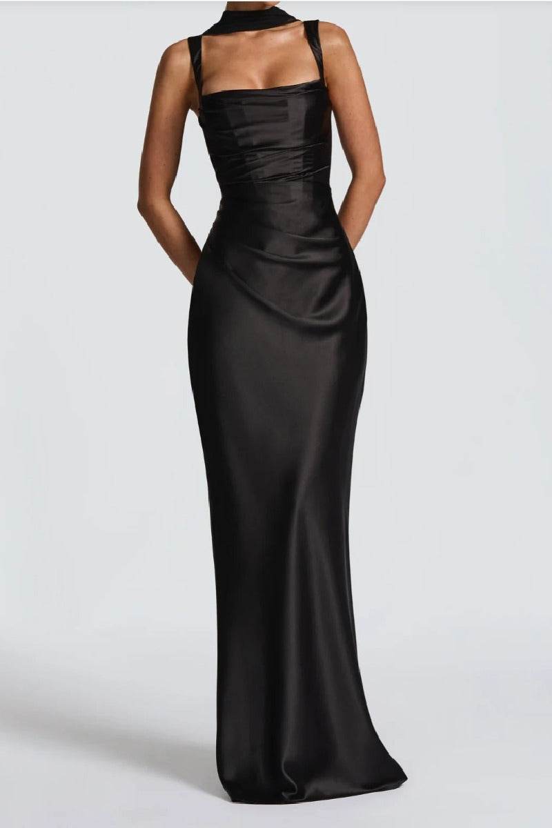 Katarina | Satin Sheath Maxi Evening Dress