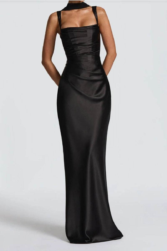 Katarina | Satin Sheath Maxi Evening Dress