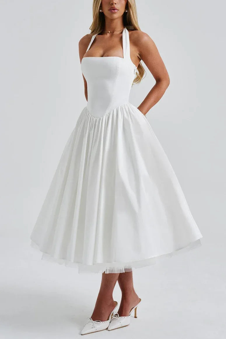 Faustine | Satin A-Line Midi Evening Dress