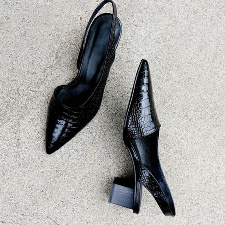 Fabienne | Slingback Heels with Pointed Toe and Block Heel