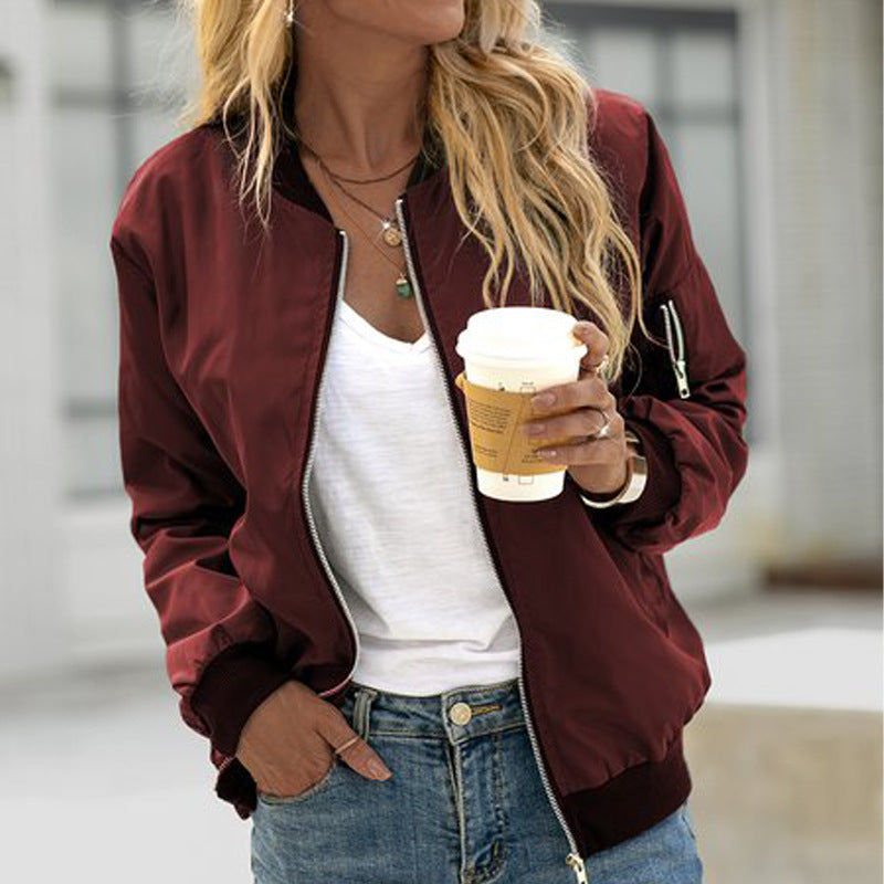 Zephyria | Bomber Jacket with Ribbed Cuffs and Zip Front