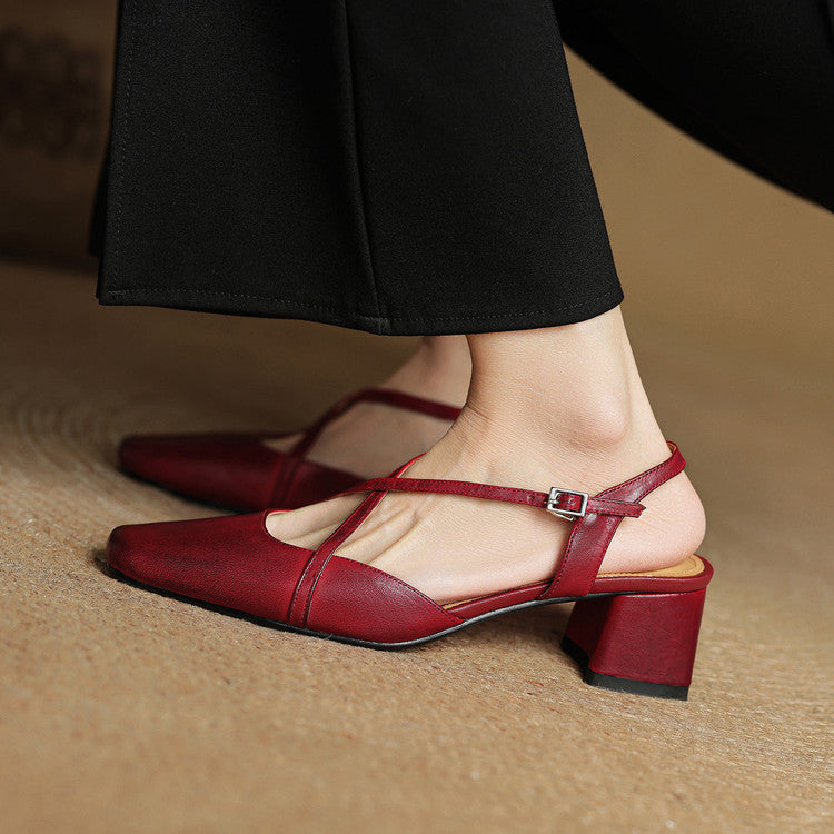 Seraphine | Dress Genuine Heels with Square Toe and Crisscross Straps