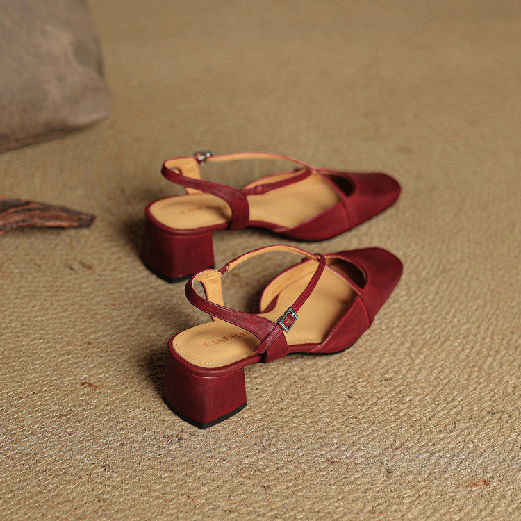 Seraphine | Dress Genuine Heels with Square Toe and Crisscross Straps