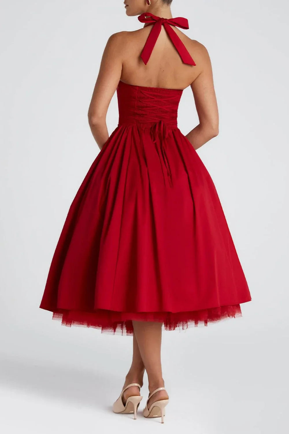 Faustine | Satin A-Line Midi Evening Dress