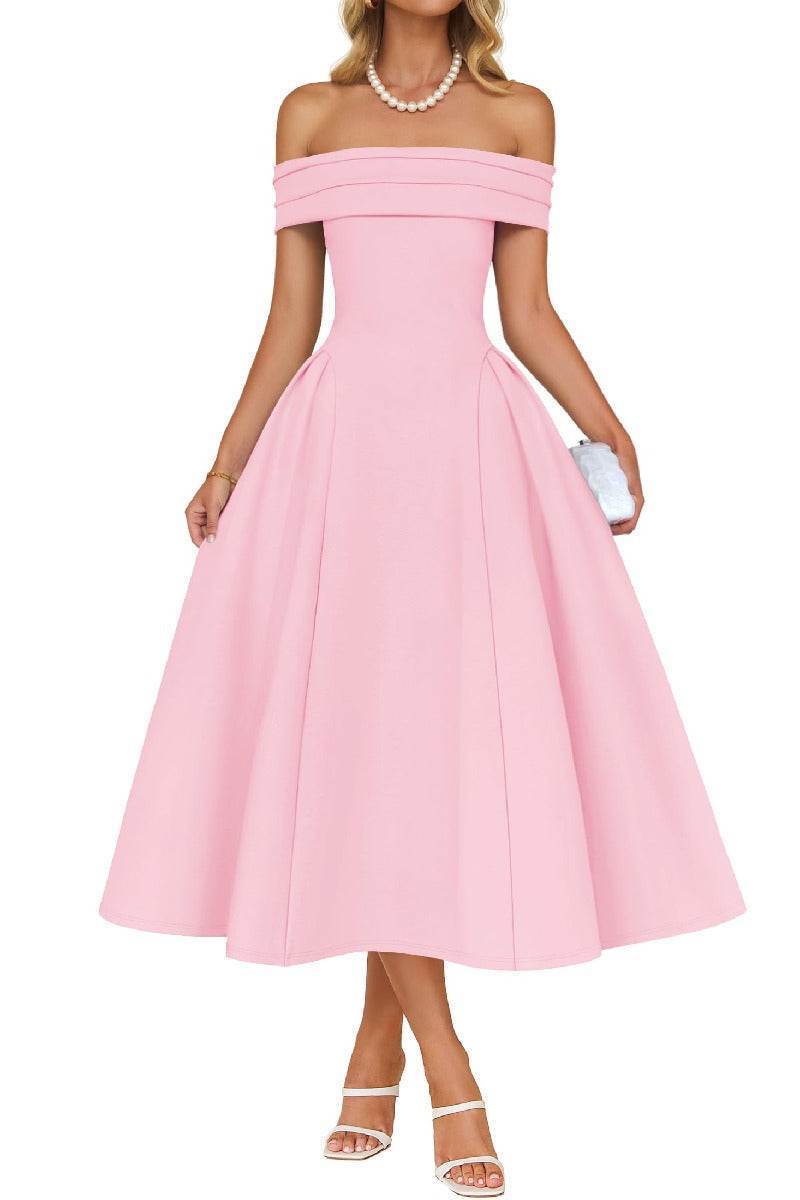 Noelani | Satin A-Line Midi Wedding Guest Dress