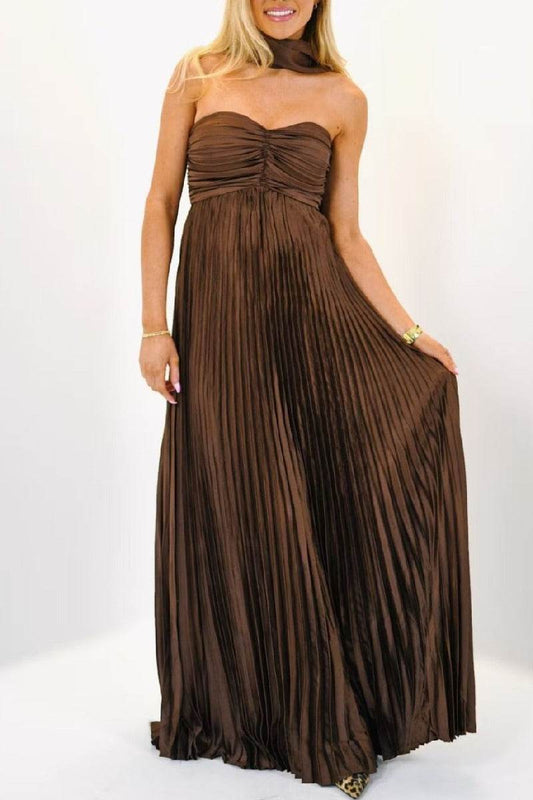 Wren | Pleated A-Line Maxi Evening Dress