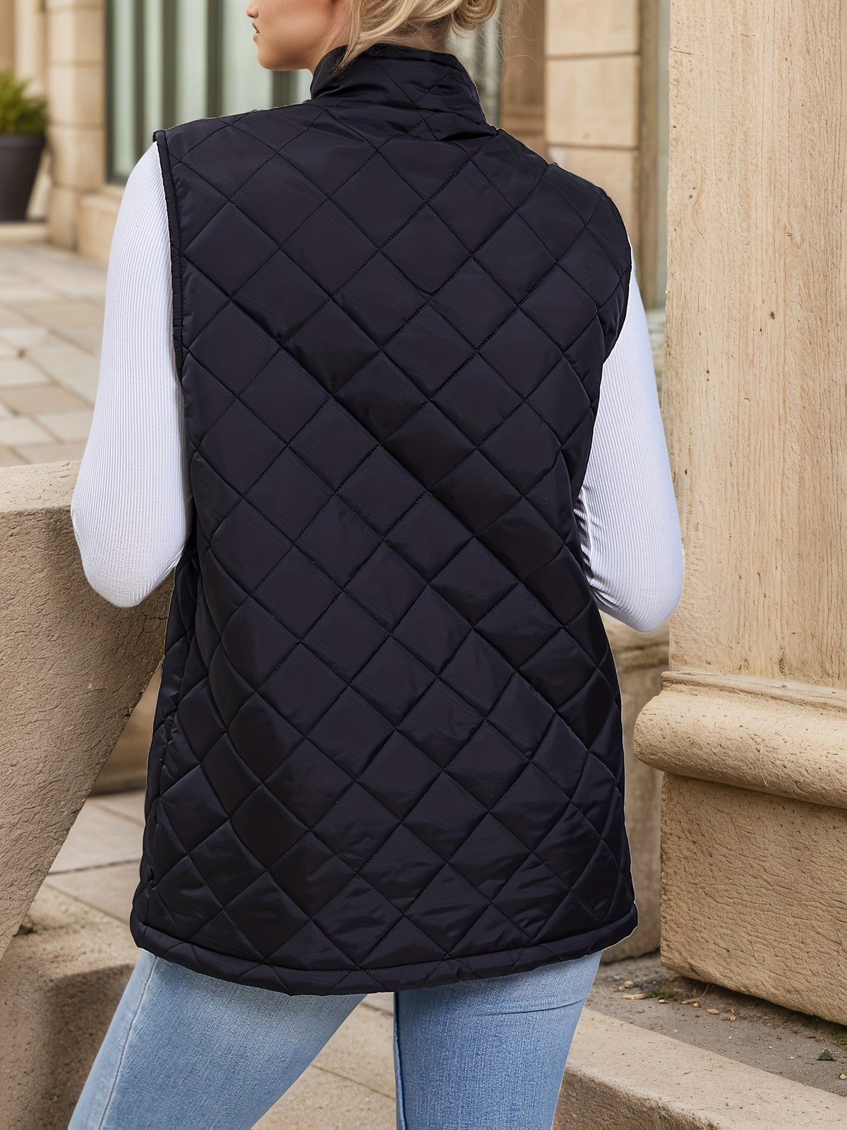 Eileen | Women's Diamond-Quilted Longline Vest
