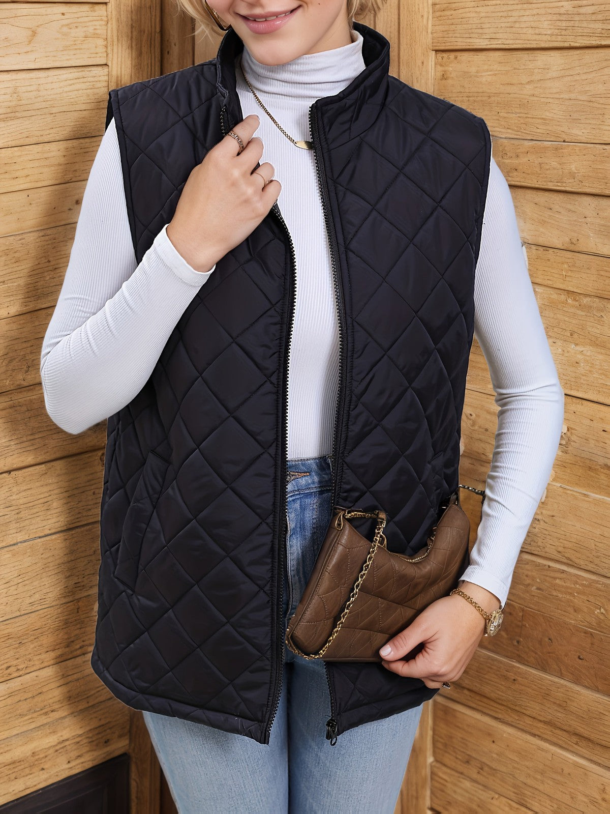 Eileen | Women's Diamond-Quilted Longline Vest