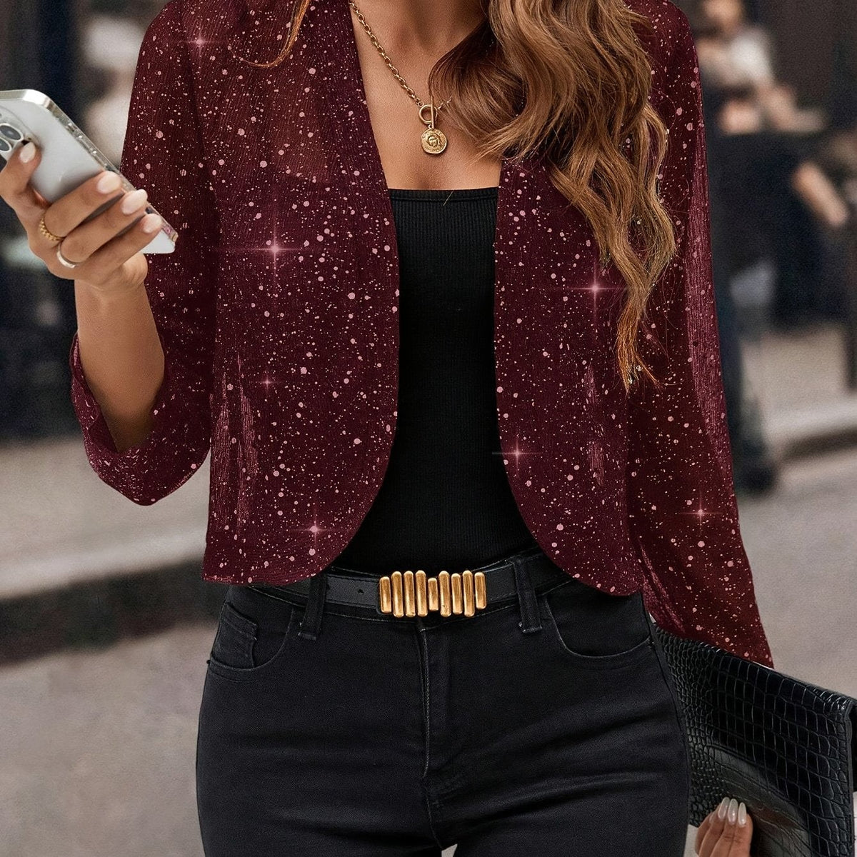 Elaine | Women's Shimmer Cropped Jacket for Winter