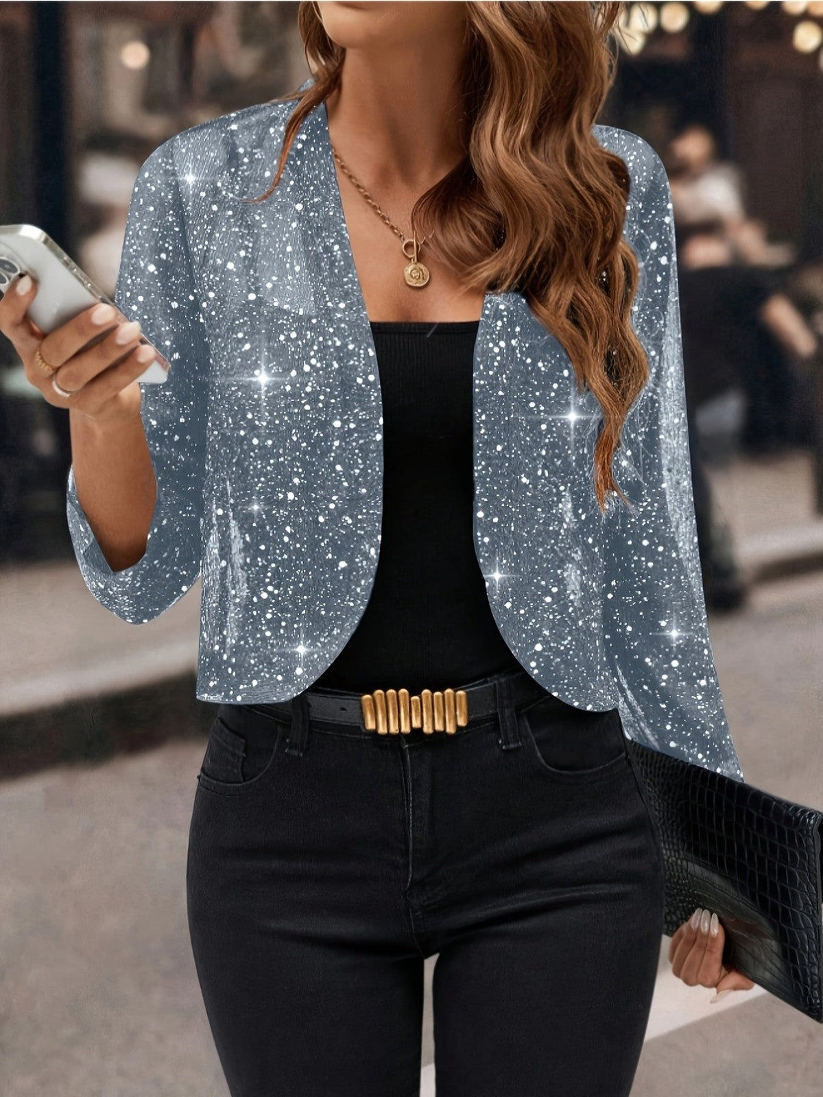 Elaine | Women's Shimmer Cropped Jacket for Winter