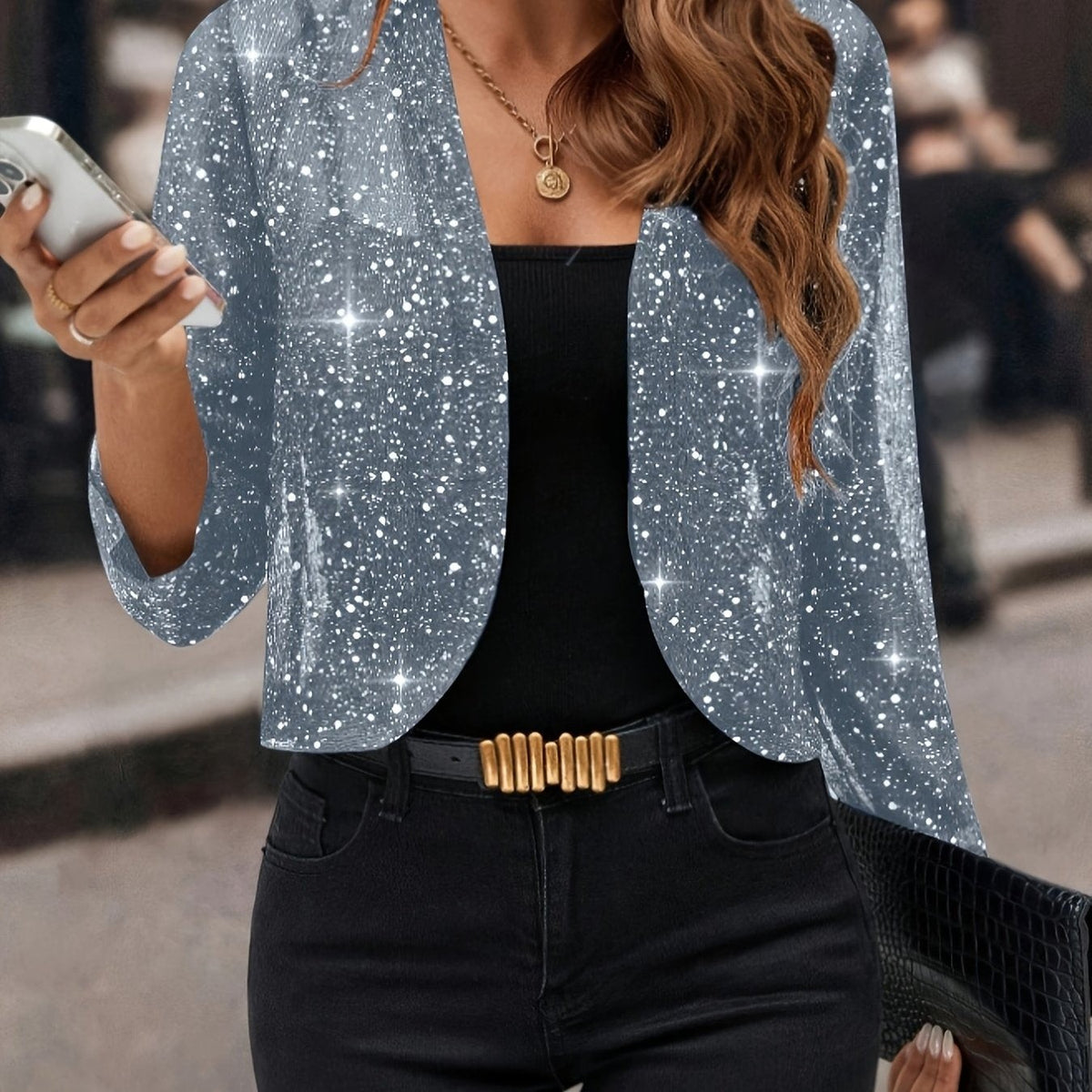 Elaine | Women's Shimmer Cropped Jacket for Winter