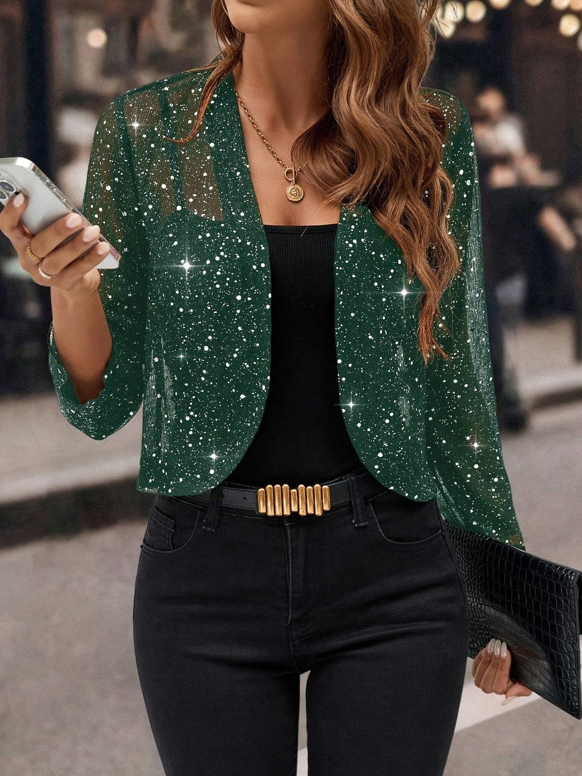 Elaine | Women's Shimmer Cropped Jacket for Winter