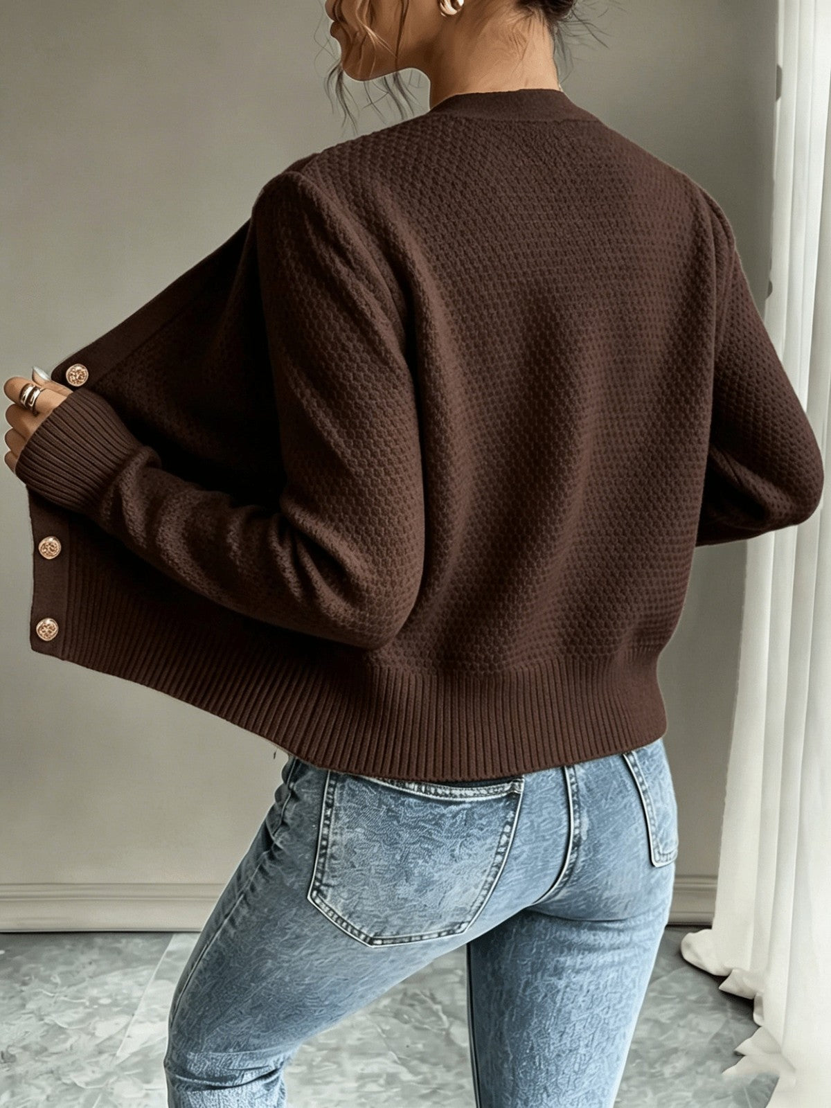 Eleanora | Women's Cable-Knit Button-Front Cardigan