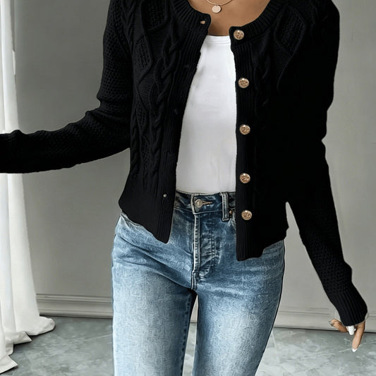 Eleanora | Women's Cable-Knit Button-Front Cardigan