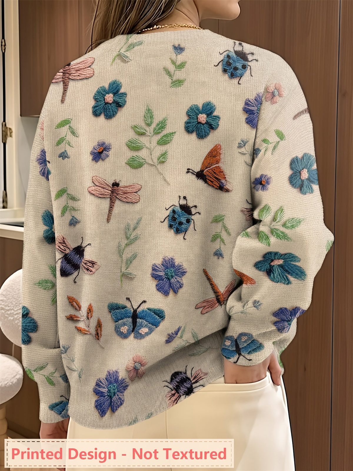 Kesaree | Women's Botanical Print Crewneck Sweater