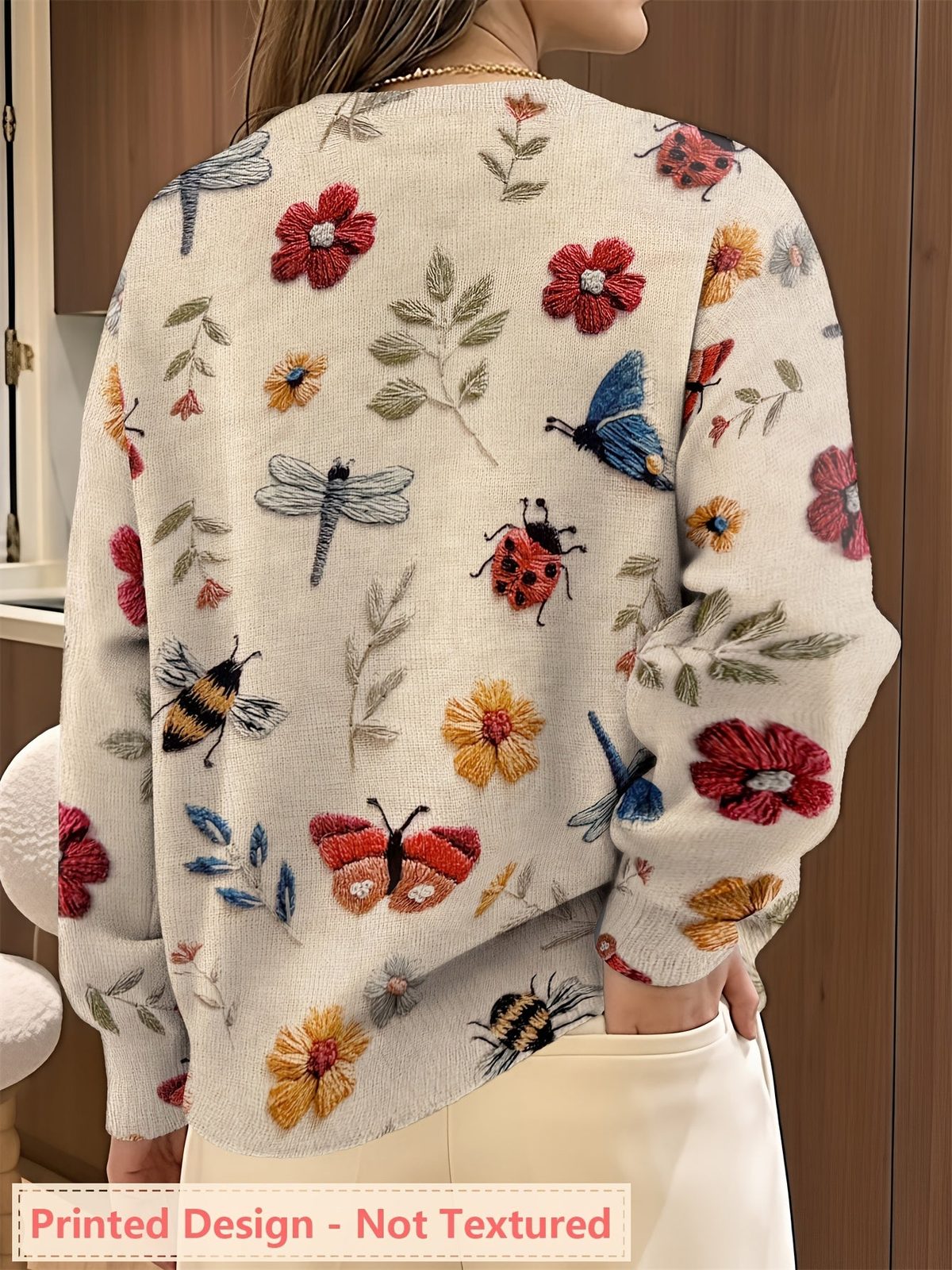 Kesaree | Women's Botanical Print Crewneck Sweater