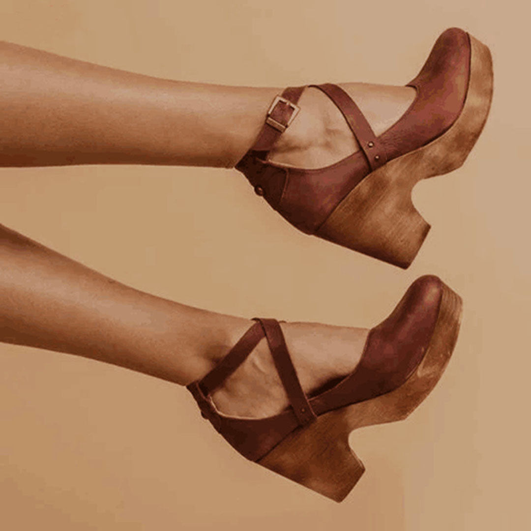 Tindra | Clogs with Ankle Strap and Wedge Heel
