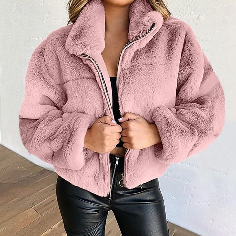 Estelle | Women's Plush Cropped Zip Jacket