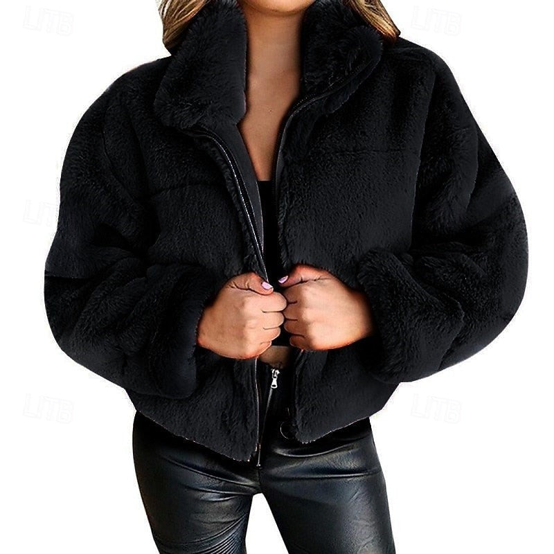 Estelle | Women's Plush Cropped Zip Jacket