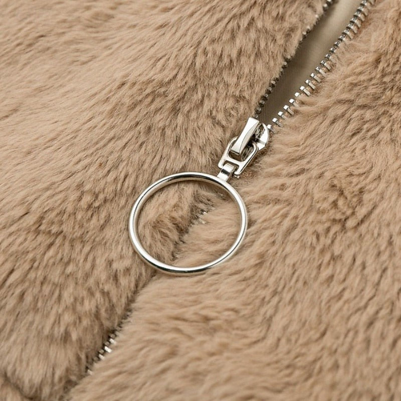 Estelle | Women's Plush Cropped Zip Jacket