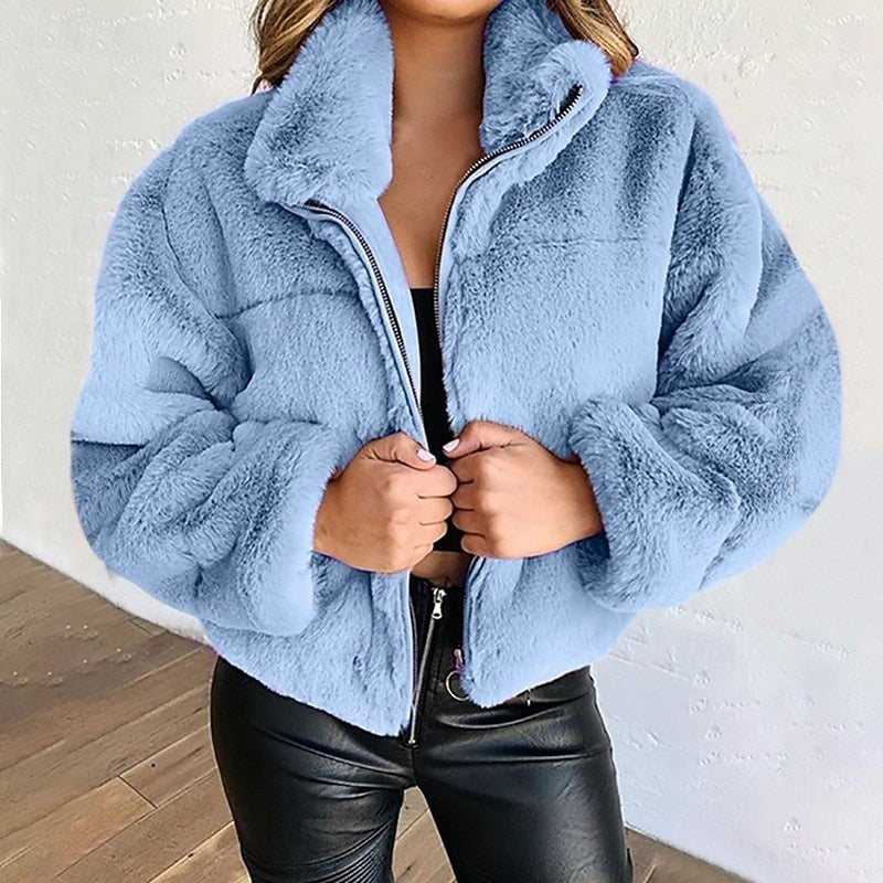 Estelle | Women's Plush Cropped Zip Jacket