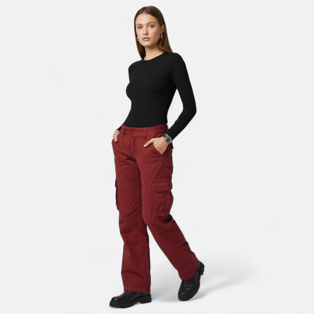 Everly | Sharp Straight Leg Cargo Pants for Women photo