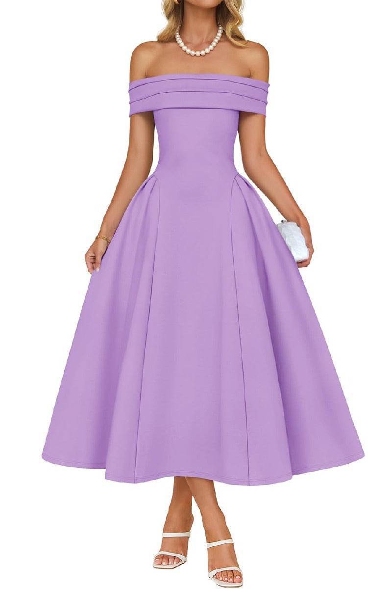 Noelani | Satin A-Line Midi Wedding Guest Dress