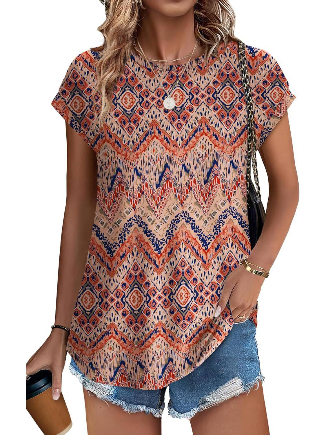 Faylinn | Botanical Leaf Print Cap Sleeve Top