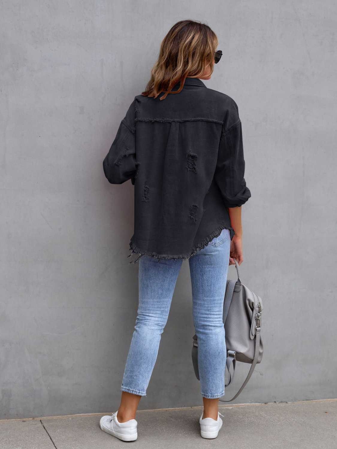Frankie | Distressed Drop-Shoulder Denim Jacket photo