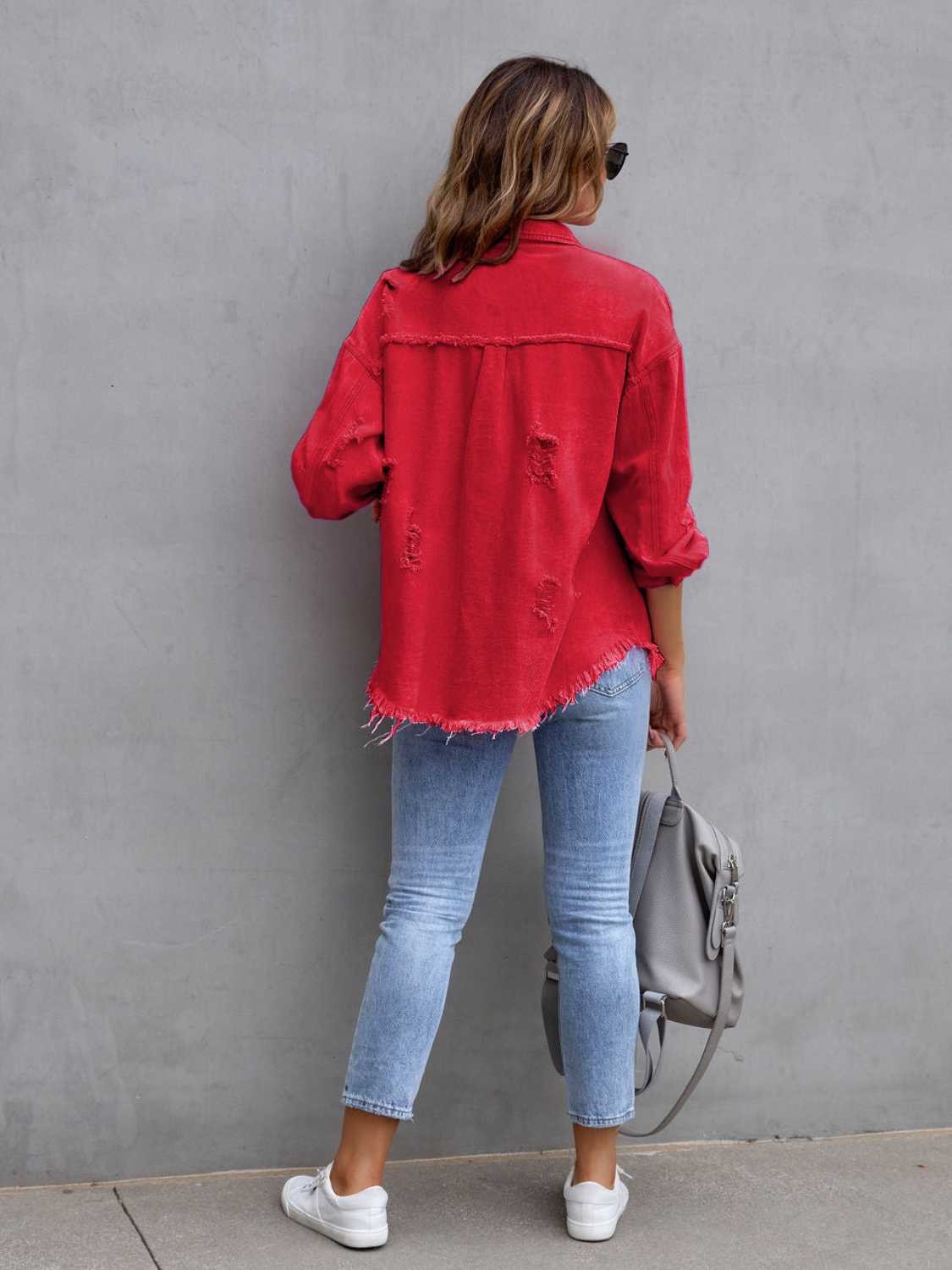 Frankie | Distressed Drop-Shoulder Denim Jacket photo