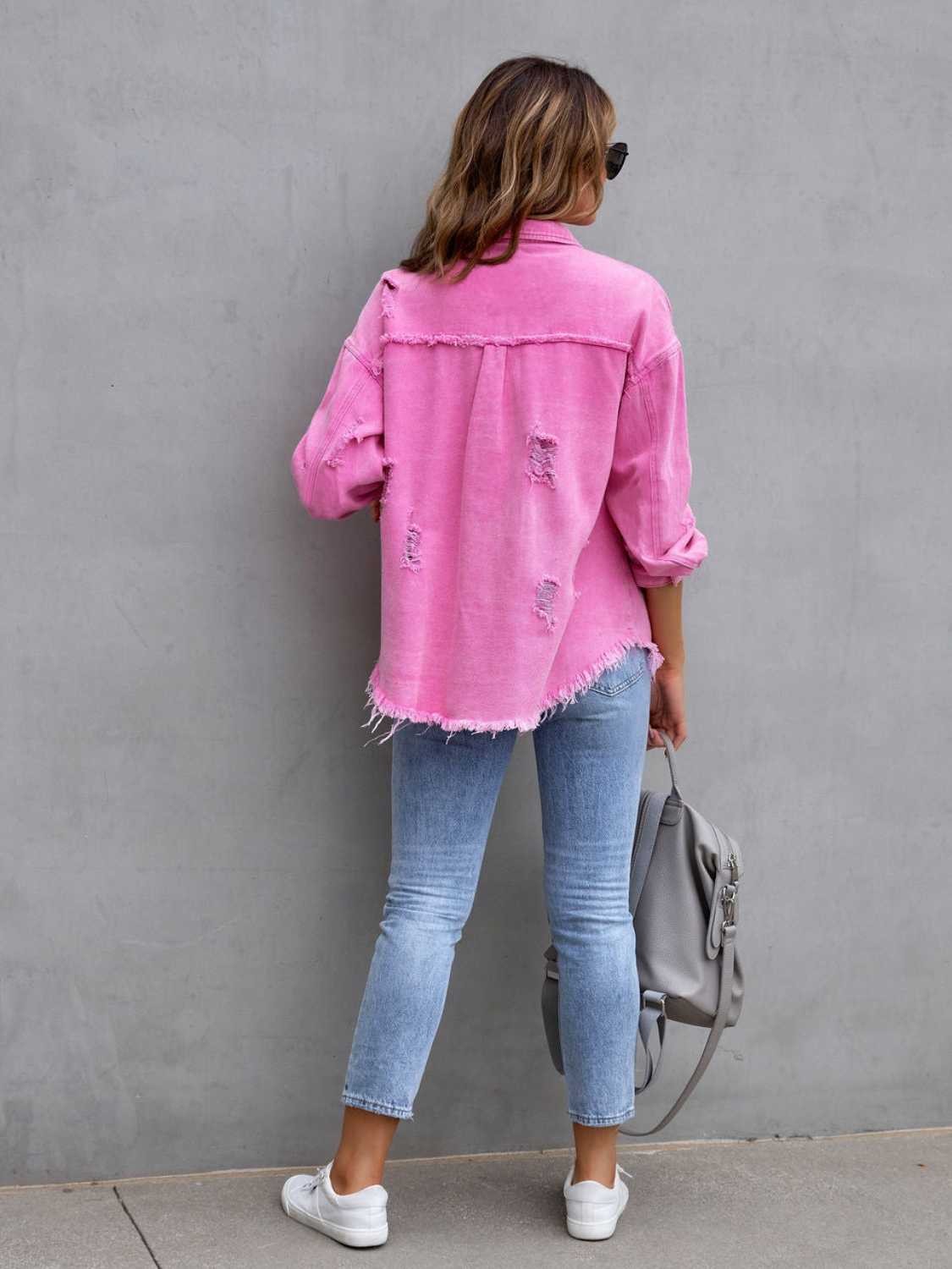 Frankie | Distressed Drop-Shoulder Denim Jacket photo