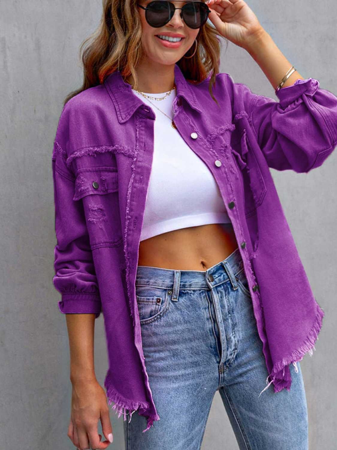 Frankie | Distressed Drop-Shoulder Denim Jacket photo
