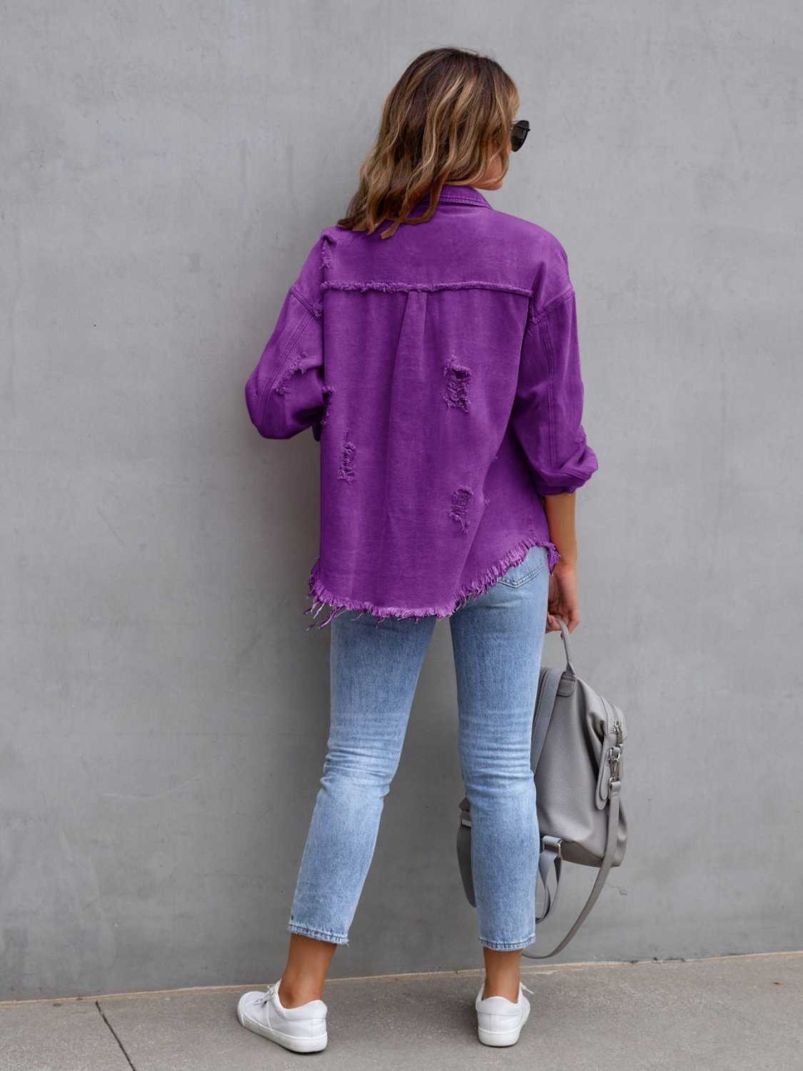 Frankie | Distressed Drop-Shoulder Denim Jacket photo