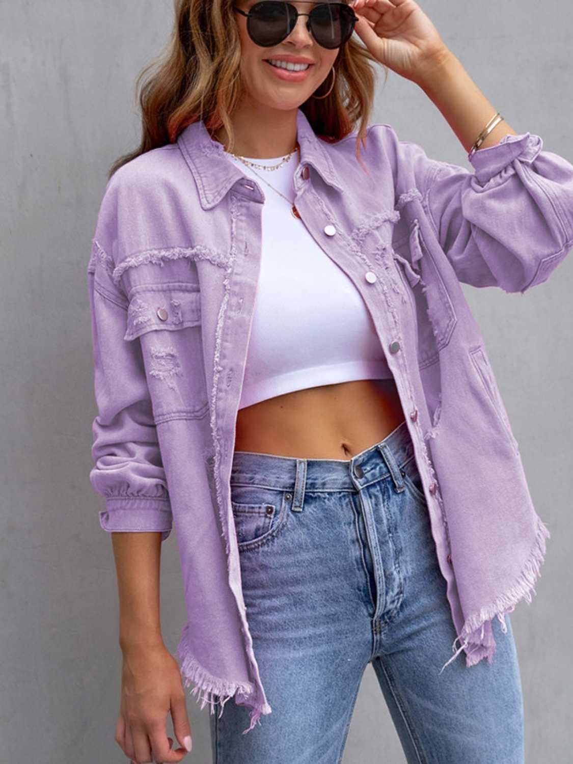 Frankie | Distressed Drop-Shoulder Denim Jacket photo