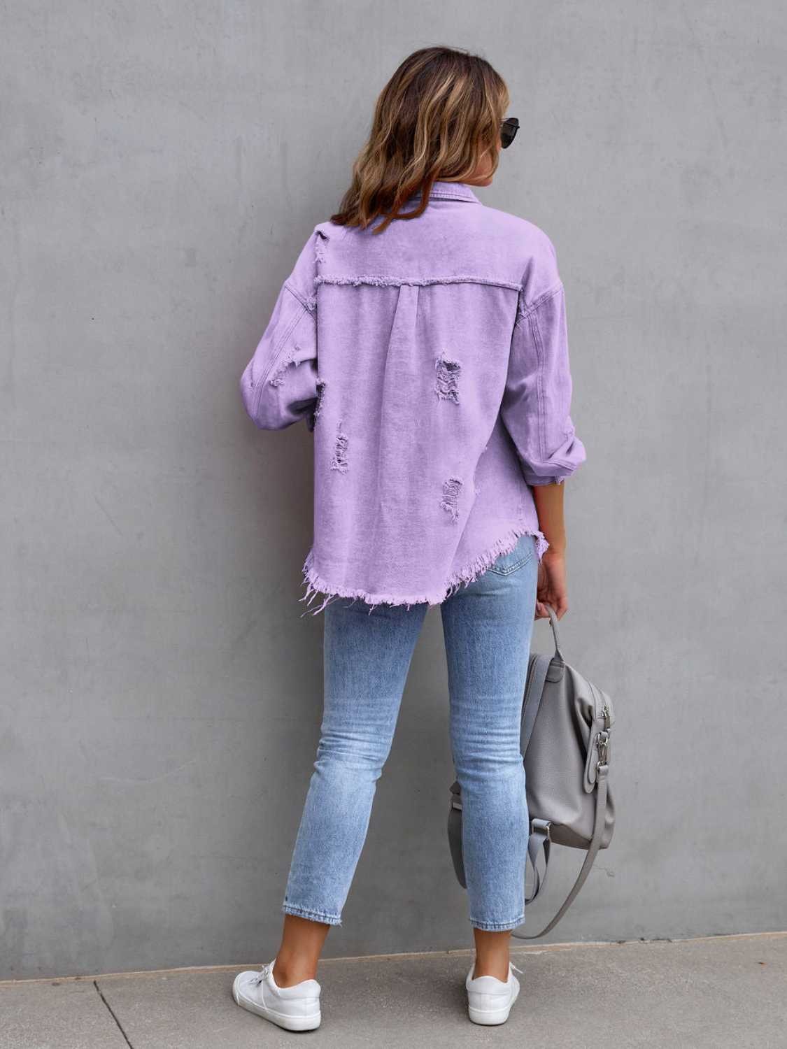 Frankie | Distressed Drop-Shoulder Denim Jacket photo
