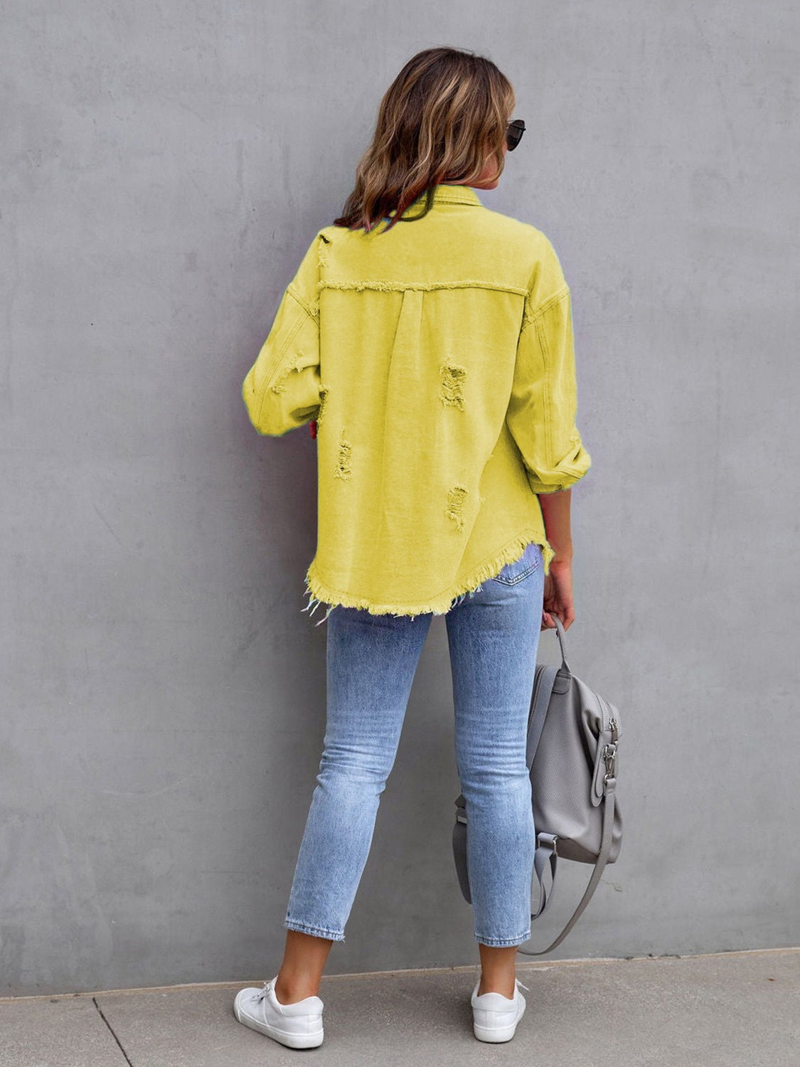 Frankie | Distressed Drop-Shoulder Denim Jacket photo