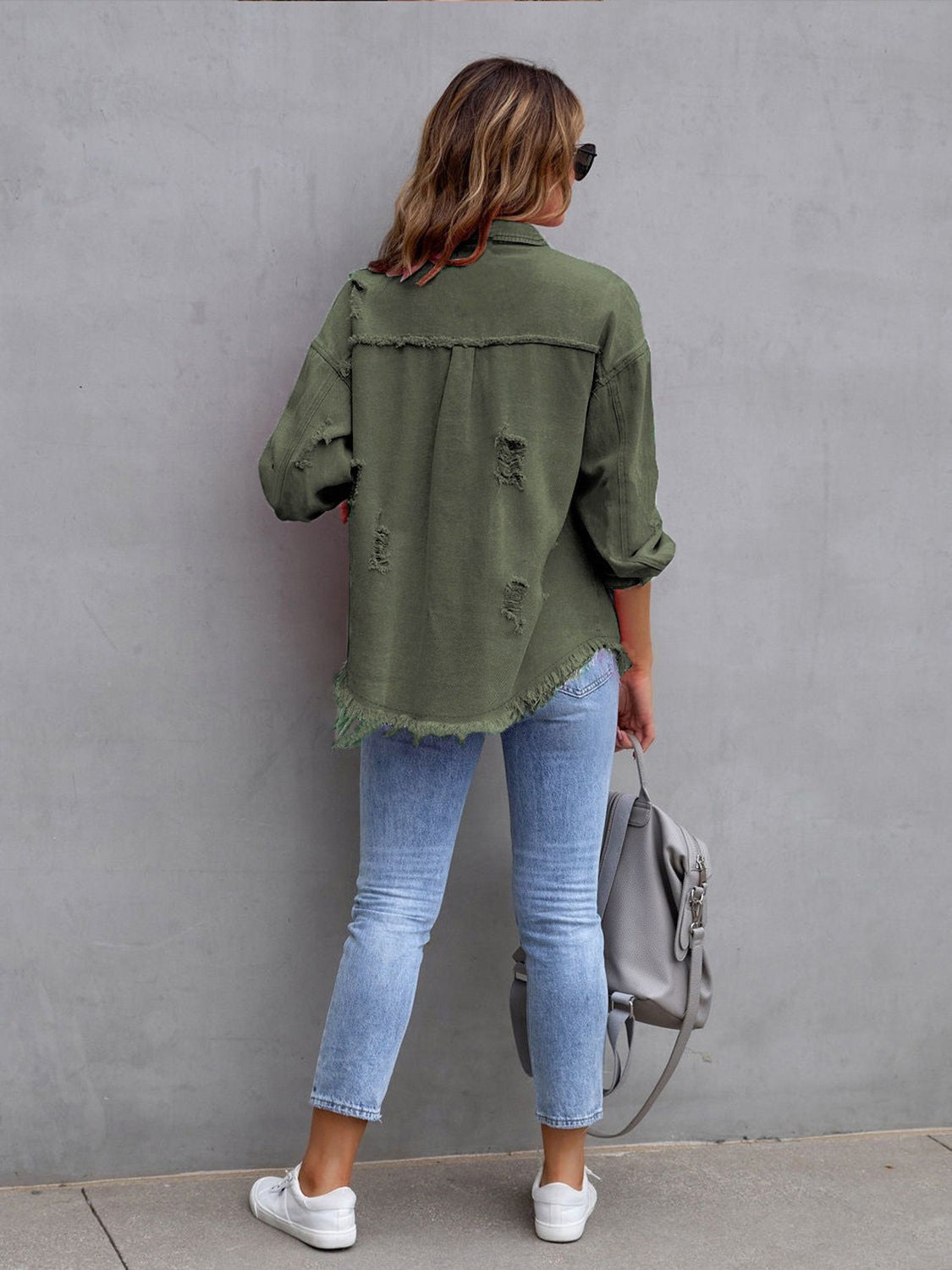 Frankie | Distressed Drop-Shoulder Denim Jacket photo
