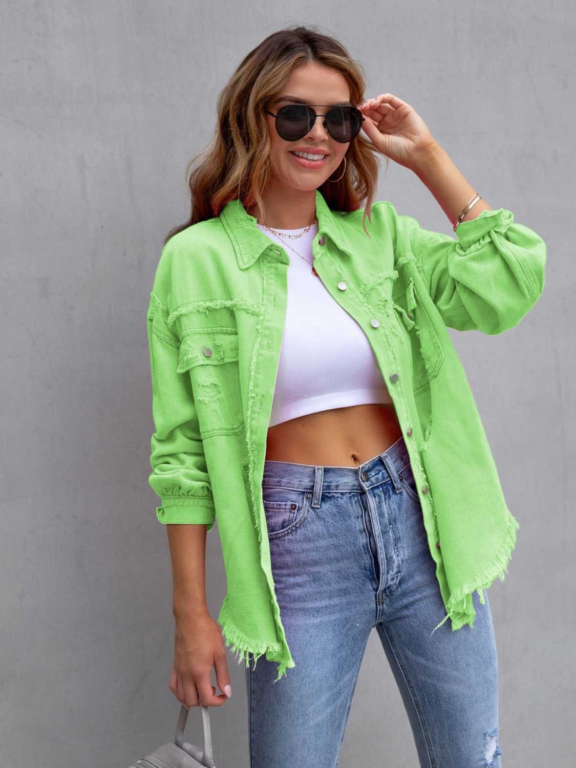 Frankie | Distressed Drop-Shoulder Denim Jacket photo