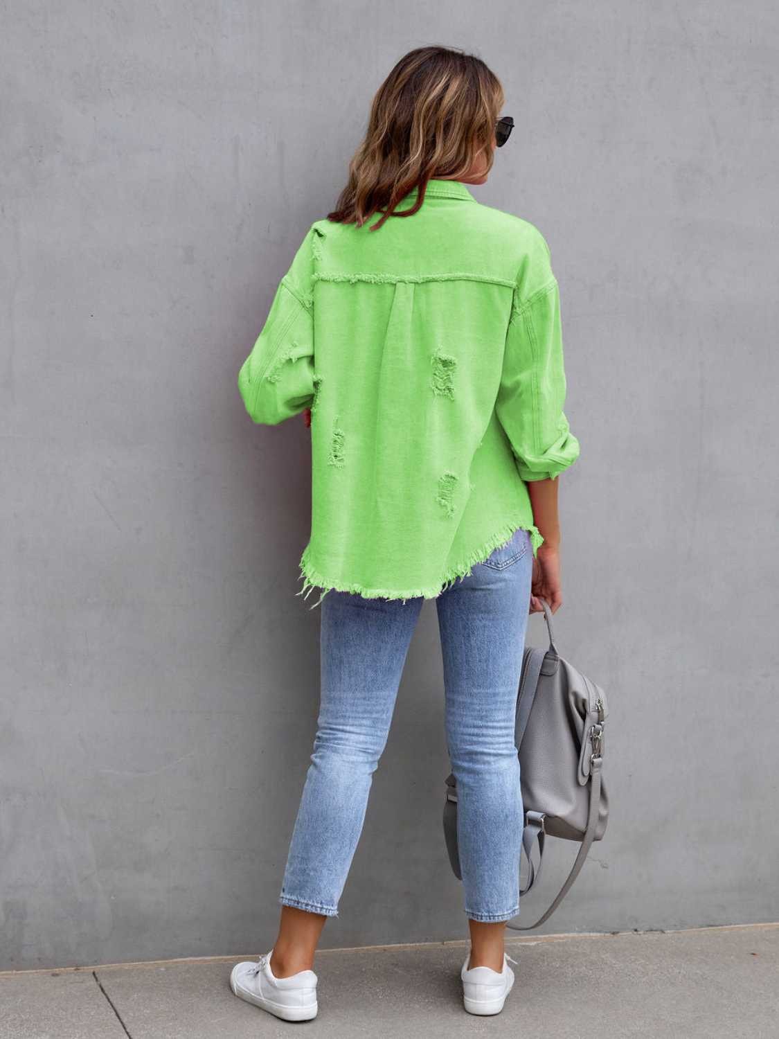 Frankie | Distressed Drop-Shoulder Denim Jacket photo