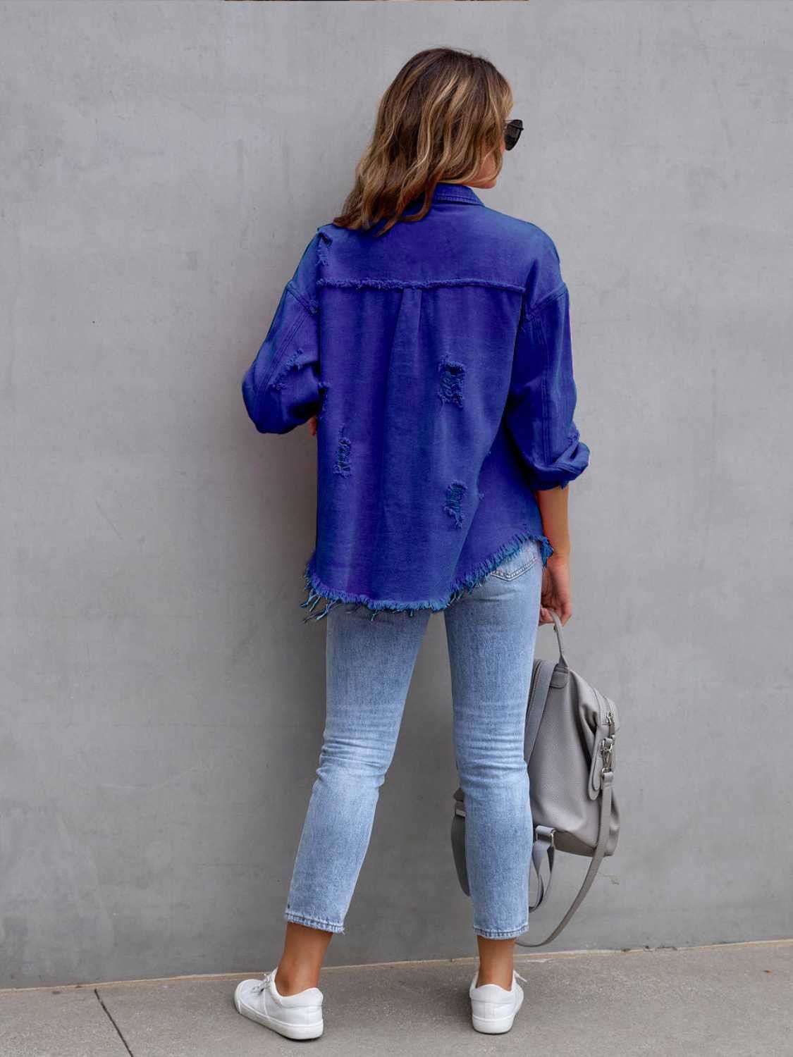 Frankie | Distressed Drop-Shoulder Denim Jacket photo