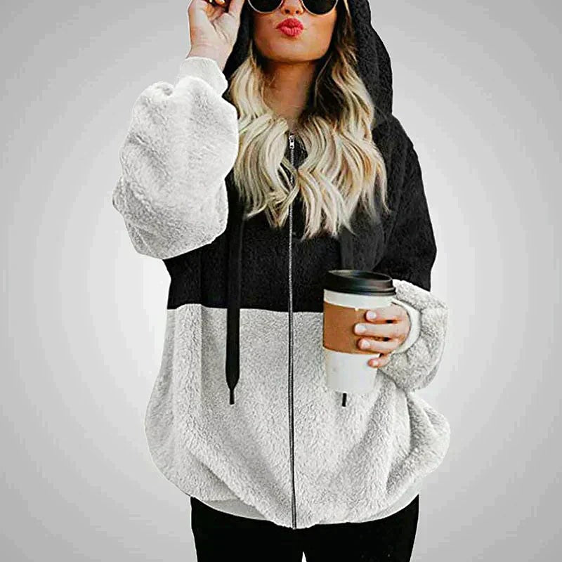 Genevra | Women's Cozy Two-Tone Plush Hoodie photo
